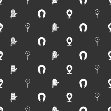 Konumu yangın alevi, mutfak termometresi, fırın eldiveni ve sosis ile ayarlayın. Vektör