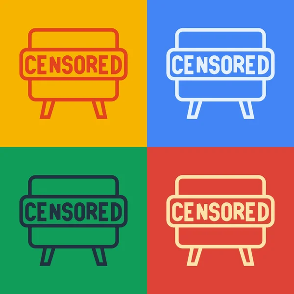 Поп-арт линии Цензурная марка значок изолирован на цветном фоне. Вектор — стоковый вектор