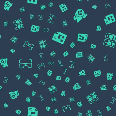 MP3 dosya belgesini, Hoparlör sesini, Gözlükleri ve Stereo hoparlörünü pürüzsüz desen üzerine ayarla. Vektör