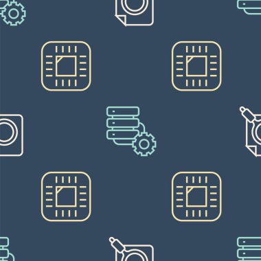 Satır Arama konseptini dizin, işlemci işlemci işlemcisi ve sunucu ile kusursuz desen üzerine ayarla. Vektör