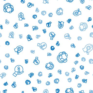 Hattı bilgilendir, kulaklıklı kadın ve kusursuz desenli bir adam. Vektör