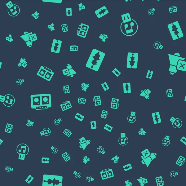 Müzik dalga dengeleyiciyi, duraklat düğmesini, DJ uzaktan kumandasını ve karıştırıcı müziği ayarla ve hoparlör pürüzsüz desen üzerine sessiz kalır. Vektör