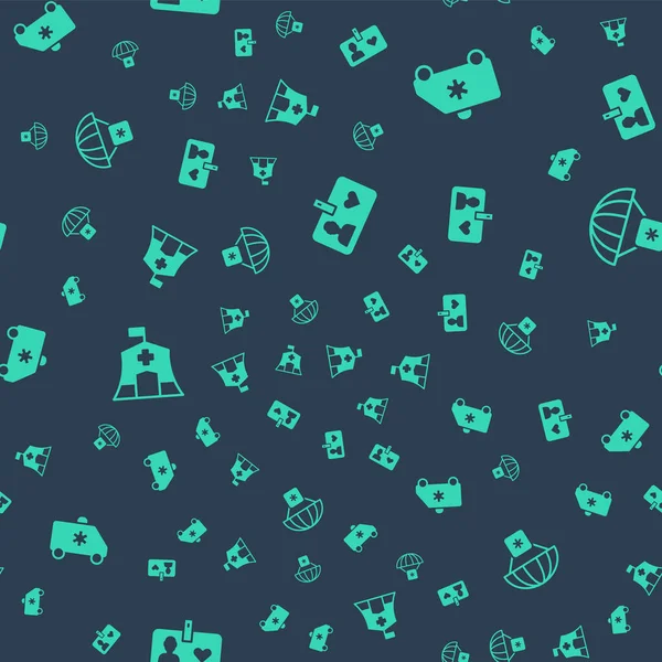 Gönüllü kimlik kartı ya da rozet, acil durum, tıbbi çadır ve insani yardım ayarlayın. Vektör