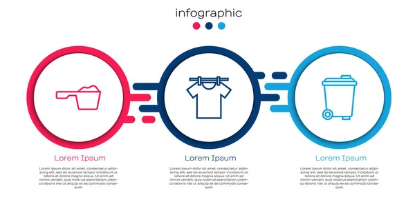 Set line Waschpulver, Wäschetrocknen und Mülleimer. Geschäftsinfografische Vorlage. Vektor — Stockvektor