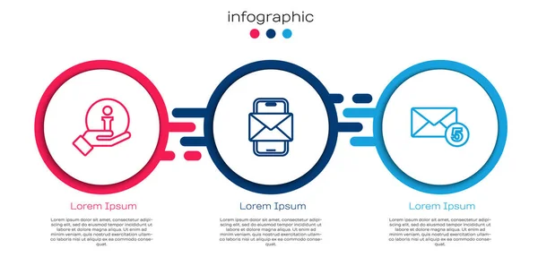 Setați informații linie, mobil și plic și mesaj nou, e-mail de intrare. Șablon infografic de afaceri. Vector — Vector de stoc