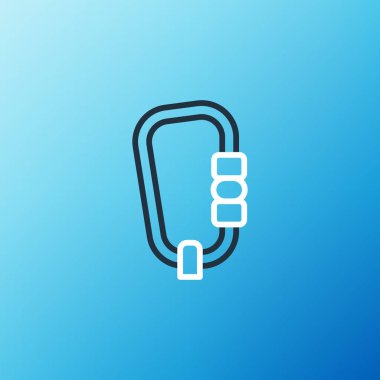 Hat Karabinası simgesi mavi arkaplanda izole edildi. Olağanüstü bir spor. Spor malzemeleri. Renkli taslak konsepti. Vektör