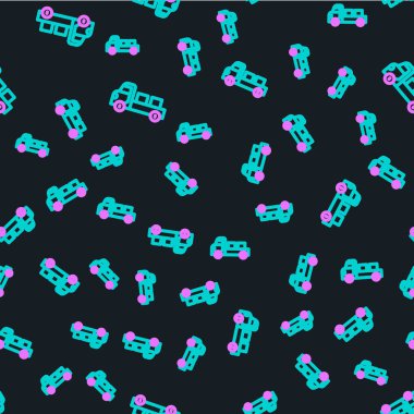 Çizgi kamyonet simgesi siyah arka planda izole edilmiş. Vektör.