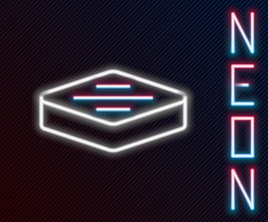 Parlayan neon hattı biftek ikonu siyah arka planda izole edildi. Renkli taslak konsepti. Vektör