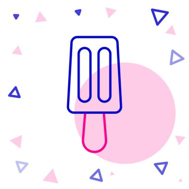 Çubuk ikonundaki çizgi dondurma beyaz arka planda izole edilmiş. Güzel sembol. Renkli taslak konsepti. Vektör