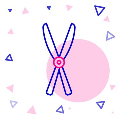 Beyaz arkaplanda izole edilmiş simgeyi budamak için el yapımı makas. Ahşap saplı budama makası. Renkli taslak konsepti. Vektör