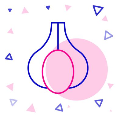 Beyaz arka planda izole edilmiş çizgi sarımsak ikonu. Renkli taslak konsepti. Vektör