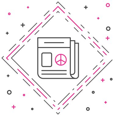 Satır Haber simgesi beyaz arkaplanda izole edildi. Gazete tabelası. Kitle iletişim sembolü. Renkli taslak konsepti. Vektör