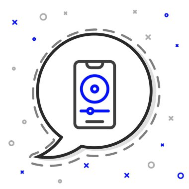 Satır müziği simgesi beyaz arkaplanda izole edildi. Taşınabilir müzik cihazı. Renkli taslak konsepti. Vektör