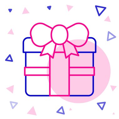 Hediye kutusu simgesi beyaz arkaplanda izole edildi. Doğum günün kutlu olsun. Renkli taslak konsepti. Vektör