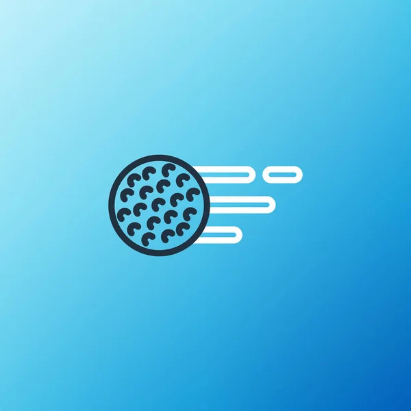 Ligne Icône Balle Golf Isolé Sur Fond Bleu Concept Contour — Image vectorielle