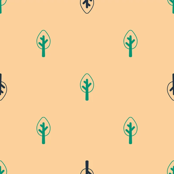 Icône Arbre Vert Noir Isolé Motif Sans Couture Sur Fond — Image vectorielle