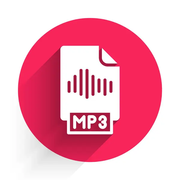 Beyaz Mp3 Dosya Belgesi Mp3 Düğmesi Simgesi Uzun Gölgeyle Izole — Stok Vektör