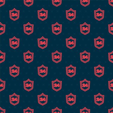 Kırmızı Hat Telefon 24 saat destek ikonu siyah arkaplanda izole edilmiş pürüzsüz desen. Tüm gün müşteri destek merkezi. Tam zamanlı çağrı servisi. Vektör.