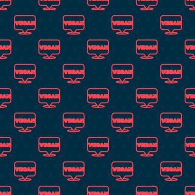 Kırmızı çizgi vegan yemek diyeti ikonu Kırmızı çizgi arkaplanını izole etti. Organik, biyolojik, ekolojik sembol. Vejetaryen, et yok, laktozsuz, sağlıklı, taze ve şiddet içermeyen yiyecekler. Vektör.