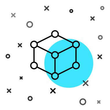 Beyaz arkaplanda siyah çizgi Isometric küp simgesi izole edildi. Geometrik küp katı simge. 3 boyutlu kare işareti. Kutu sembolü. Rastgele dinamik şekiller. Vektör.