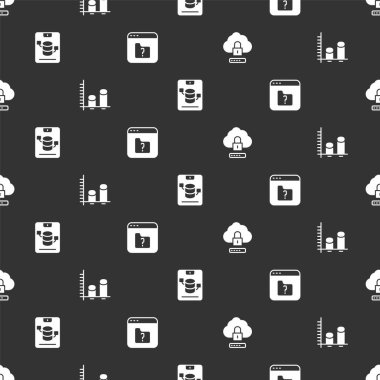 Bulut bilgisayar kilidini, veri analizini, sunucu, veri sunucusunu, web sunucusunu ve dosyayı sorunsuz bir şekilde kayıp olarak ayarla. Vektör