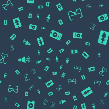 Müzik çaları, Gözlükler, Hoparlör sesi ve dalga eşitleyicisini kusursuz desen üzerine ayarla. Vektör