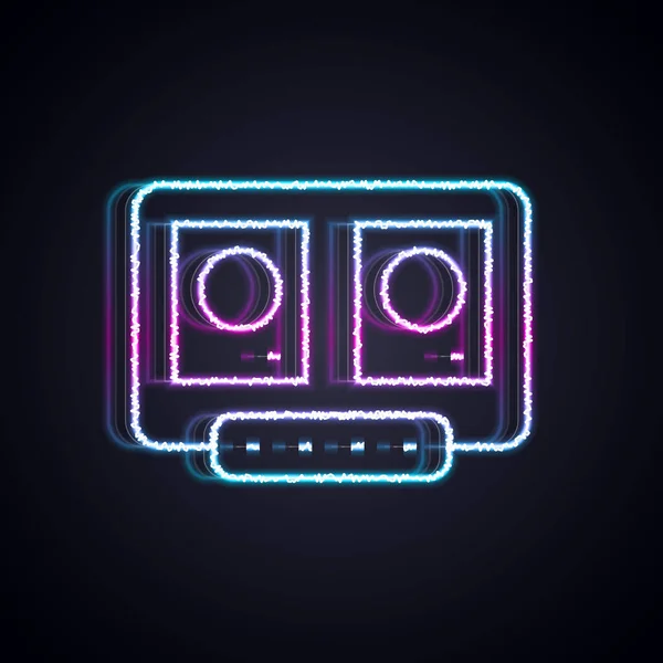 Glowing Neon Line Remote Playing Mixing Music Icon Isolated Black — стоковый вектор