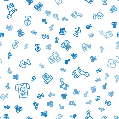 BFF ya da sonsuza dek en iyi arkadaş olmak, hediye vermek ve kusursuz desenli bir kalbe sahip kolye vermek. Vektör