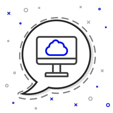 Hat Bulut teknolojisi veri transferi ve depolama simgesi beyaz arkaplanda izole edildi. Renkli taslak konsepti. Vektör.