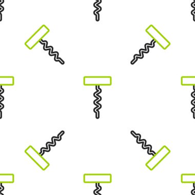 Çizgi şarap tirbuşon simgesi beyaz arka planda izole edilmiş pürüzsüz desen. Vektör.