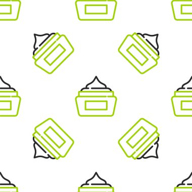 Çizgi krem ya da losyon kozmetik tüp ikonu beyaz arka planda izole edilmiş pürüzsüz desen. Kadınlar için vücut bakım ürünleri. Vektör.