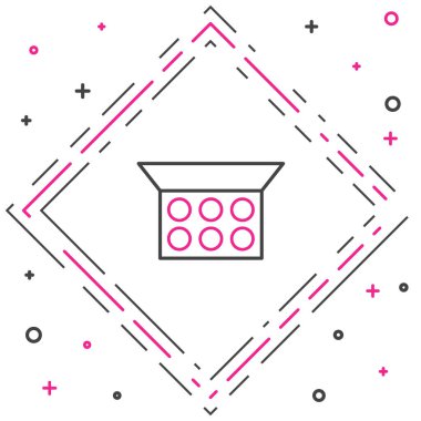 Beyaz zemin üzerinde ayna simgesi olan çizgi makyaj tozu. Renkli taslak konsepti. Vektör.