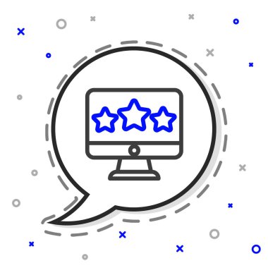 Beşinci Satır: Müşteri Ürün Değerlendirme simgesi beyaz arkaplanda izole edildi. Favori, en iyi derecelendirme, ödül sembolü. Renkli taslak konsepti. Vektör