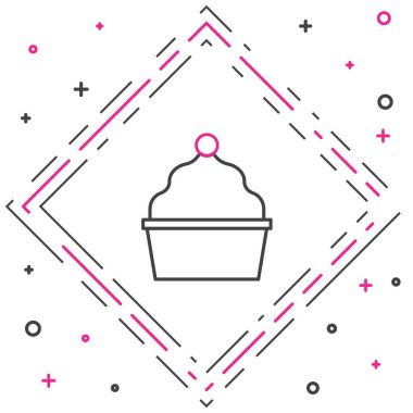 Satır Keki simgesi beyaz arkaplanda izole edildi. Doğum günün kutlu olsun. Renkli taslak konsepti. Vektör