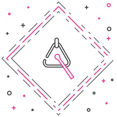 Çizgi Üçgeni müzik aleti simgesi beyaz arkaplanda izole edildi. Renkli taslak konsepti. Vektör