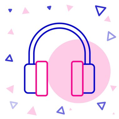 Beyaz arkaplanda hat kulaklığı simgesi izole edildi. Kulaklıklar. Müzik, hizmet, iletişim ve operatör konsepti. Renkli taslak konsepti. Vektör
