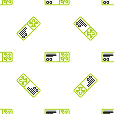 Line Airlines bilet ikonu beyaz arka planda kusursuz bir desen izole etti. Uçak bileti. Vektör