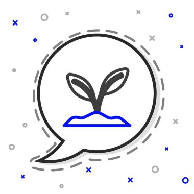 Beyaz arkaplanda çizgi filizi simgesi izole edildi. Tohum ve tohum. İşaret bırakıyor. Yaprak doğası. Renkli taslak konsepti. Vektör