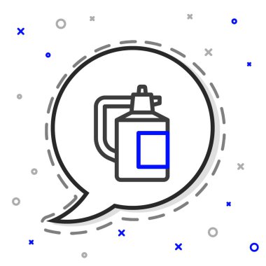 Su için Line Garden spreyi, gübre, beyaz arka planda izole edilmiş kimyasal ikon. Renkli taslak konsepti. Vektör