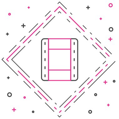 Çizgi Oynatma Video simgesi beyaz arkaplanda izole edildi. Film şeridi tabelası. Renkli taslak konsepti. Vektör