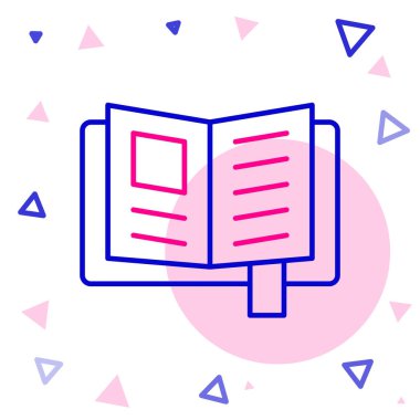 Satır Okuma kitabı simgesi beyaz arkaplanda izole edildi. Renkli taslak konsepti. Vektör