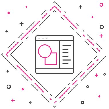 Satır 3D yazıcı simgesi beyaz arkaplanda izole edildi. 3D baskı. Renkli taslak konsepti. Vektör