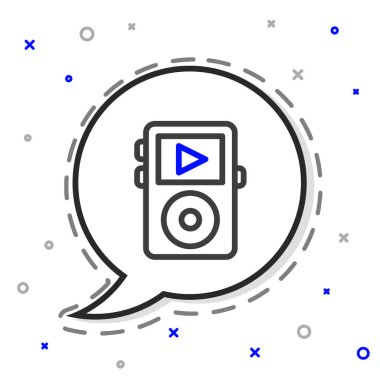 Satır müziği simgesi beyaz arkaplanda izole edildi. Taşınabilir müzik cihazı. Renkli taslak konsepti. Vektör