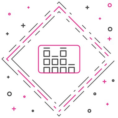 Çizgi Müzik eşitleyici simgesi beyaz arkaplanda izole edildi. Ses dalgası. Ses dijital dengeleyici teknolojisi, konsol paneli, nabız müzikali. Renkli taslak konsepti. Vektör