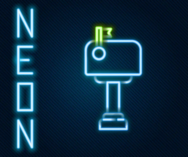 Ragyogó Neon Vonal Mail Box Ikon Elszigetelt Fekete Háttér Postaláda — Stock Vector