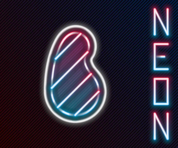 Gloeiende Neon Lijn Steak Vlees Pictogram Geïsoleerd Zwarte Achtergrond Kleurrijk — Stockvector