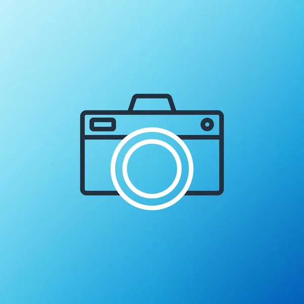 Zeilenkamera Symbol Isoliert Auf Blauem Hintergrund Ikone Der Fotokamera Buntes — Stockvektor