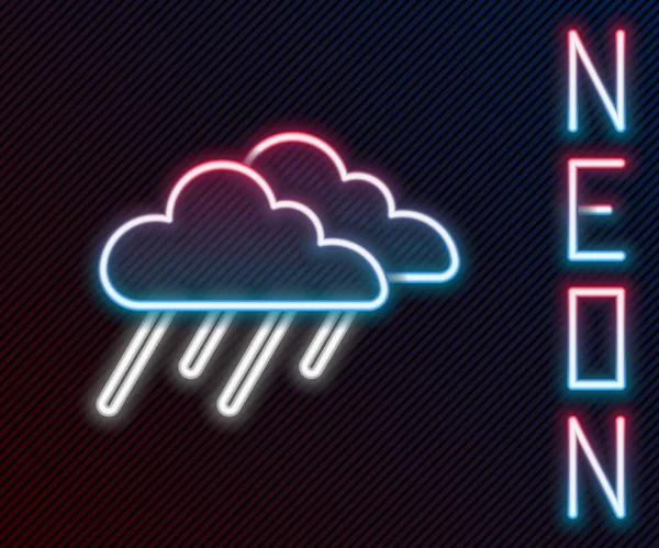 Brillante Línea Neón Nube Con Icono Lluvia Aislado Sobre Fondo — Vector de stock