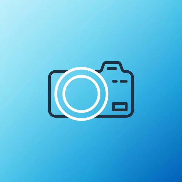 Line Photo Camera Icon Isolated Blue Background Foto Camera Digital — Stock Vector