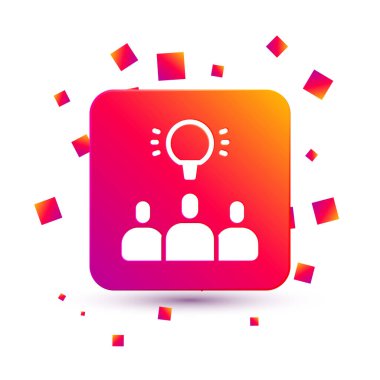 Beyaz Proje ekip taban simgesi beyaz arkaplanda izole edildi. İş analizi ve planlama, danışmanlık, takım çalışması, proje yönetimi. Kare renk düğmesi. Vektör.